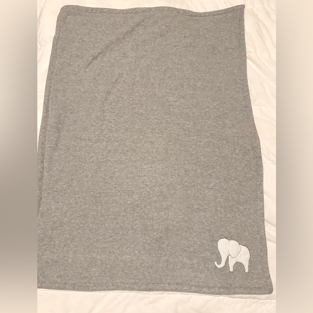 Hudson Baby Unisex Baby Plush Mink and Sherpa Blanket, Gray Elephant, One Size